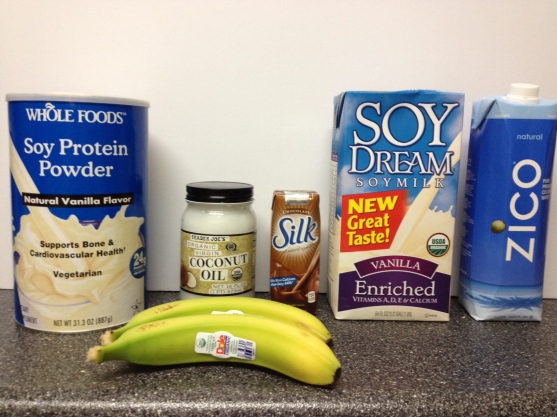 Ingredients for Soy Chocolate Banana Protein Smoothie via https://itsjoulife.wordpress.com/